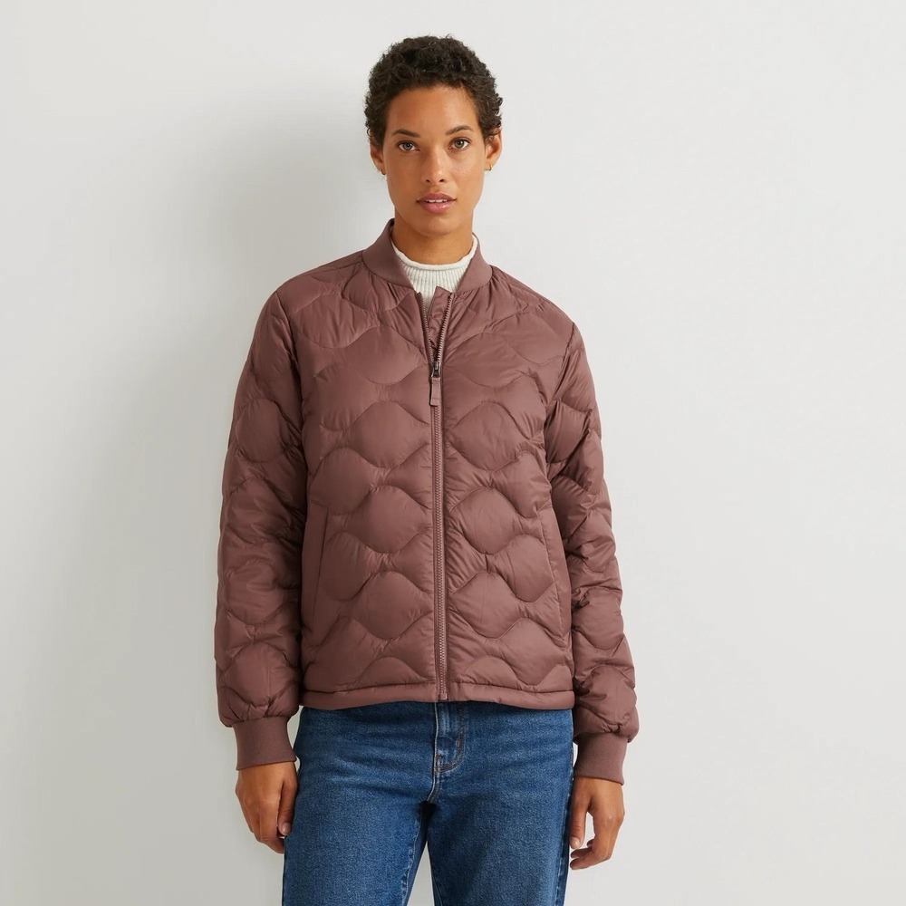 Eddie Bauer Shaw 650 Down Bomber Jacket Womens TXL Puffer Quilted Full Zip New